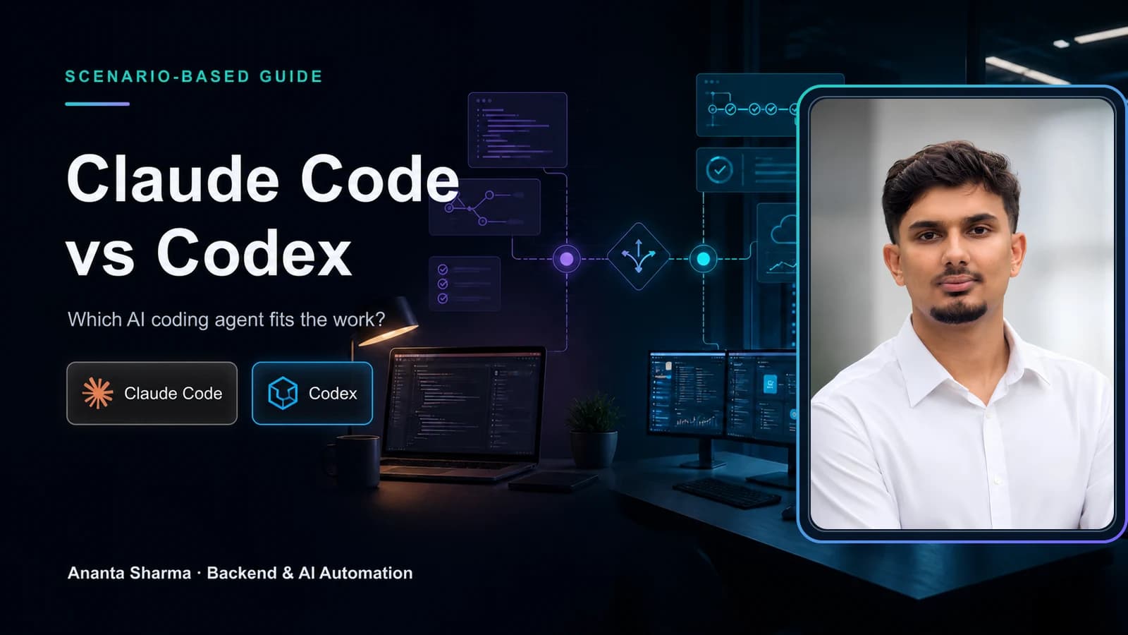 Claude Code versus OpenAI Codex scenario map with Ananta Sharma for a professional AI coding agent comparison